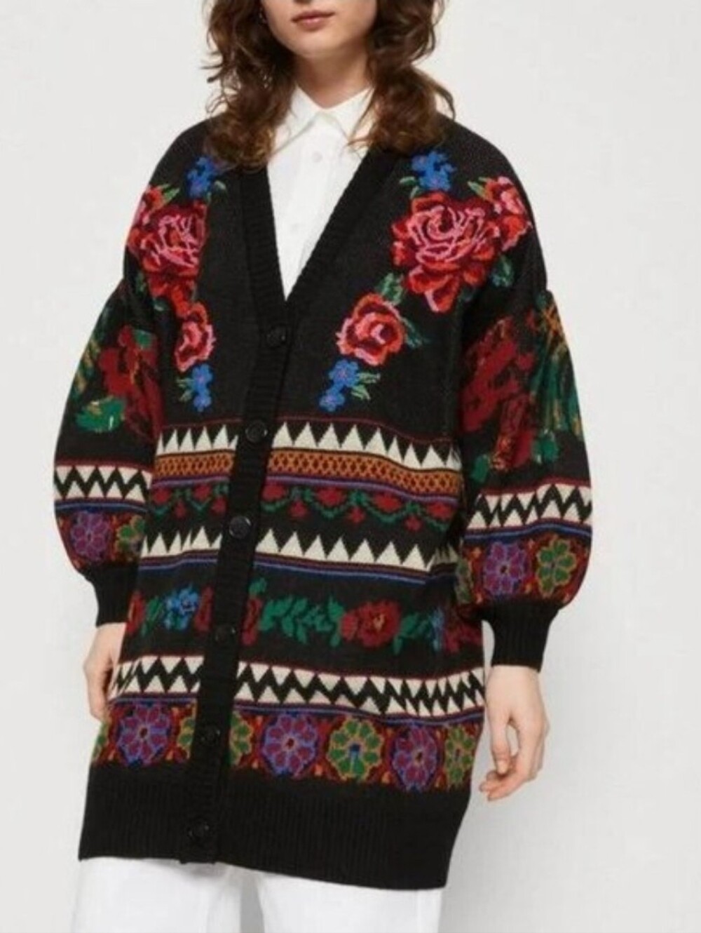 Farm Rio Tapestry Floral Cardigan RARE Oversized Size Small